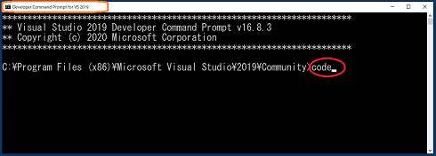 Developer Command Prompt for VS 2019 からの起動2