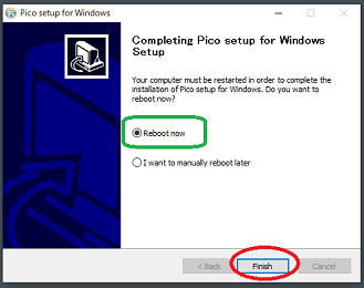 Completing Pico setup for Windows Setup 画面